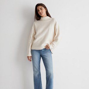 Funnelneck Drop-Shoulder Top in Antique Cream Small